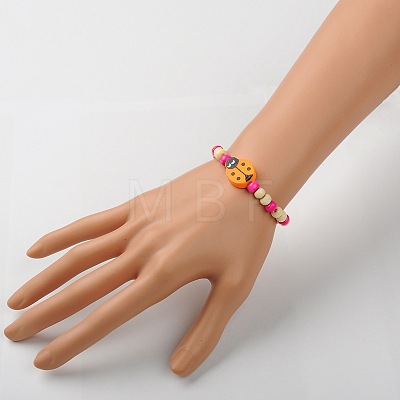 Stretchy Wood Bracelets for Kids BJEW-JB01265-1