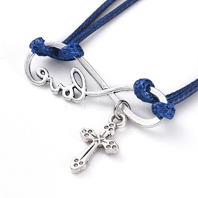 Tibetan Style Alloy Infinity Link & Charm Bracelets BJEW-JB04983-02-1