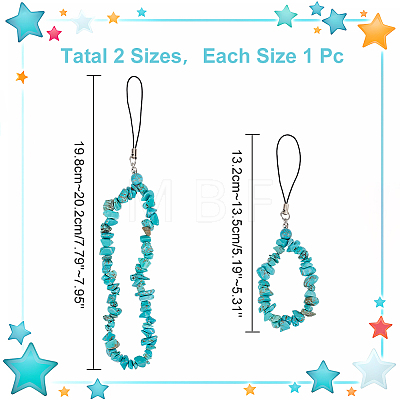 Synthetic Turquoise Chips Beaded Chain Mobile Straps FIND-WH0135-08B-1