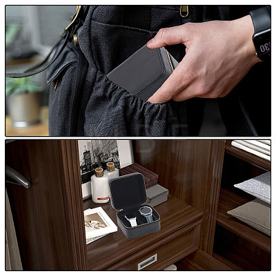 Imitation Leather Double Watch Storage Zipper Boxes CON-WH0089-227A-1