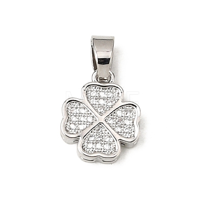 CZ Lucky Jewelry Brass Micro Pave Cubic Zirconia Four Leaf Clover Charms Pendants ZIRC-M011-18P-NR-1