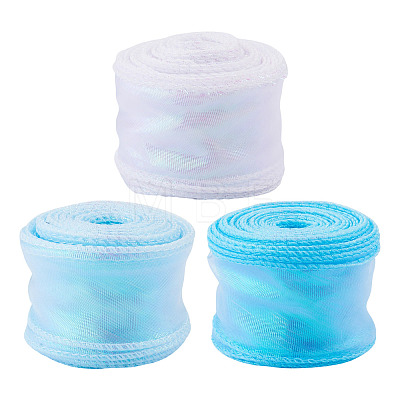 3Rolls 3 Styles Fishtail Yarn/Polyester Iridescent Ribbon for Bowknot Making OCOR-TA0004-19-1
