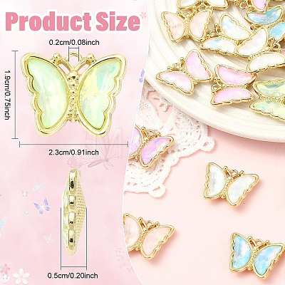 12Pcs 6 Colors Alloy Glass Pendants GLAA-YW0005-67-1