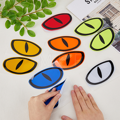 SUPERFINDINGS 6 Sheets 6 Colors Eye Shape Waterproof PET Car Stickers STIC-FH0001-11-1