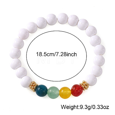 Round Natural Mixed Stone and Acrylic Imitation Pearl Beaded Stretch Bracelets for Women CO7250-1