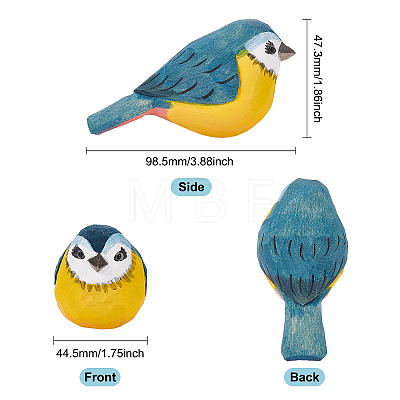 Wooden Cute Bird Carving Ornaments DJEW-WH0015-44A-1