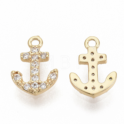 Brass Micro Pave Cubic Zirconia Charms X-ZIRC-T011-06G-NF-1