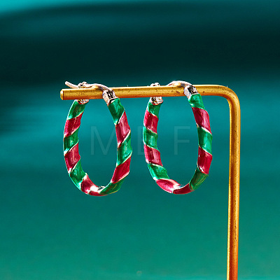 Christmas Alloy Enamel Twist Hoop Earrings FS-WG4C0CB-06-1