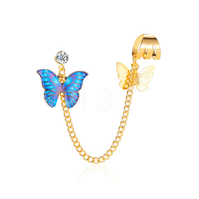 Butterfly Alloy Enamel Chains Tassel Stud Earrings WG03E93-13-1