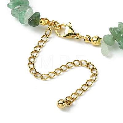 Natural Green Aventurine Chips Beaded Necklace NJEW-FZ00004-03-1