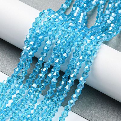 Transparent Electroplate Glass Beads Strands EGLA-A039-T4mm-A19-1