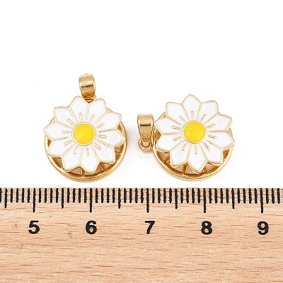 Rotatable Brass Enamel Pendants KK-P320-04A-G-1