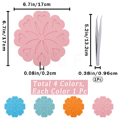 Gorgecraft 4Pcs 4 Colors Silicone Placemats AJEW-GF0008-27-1