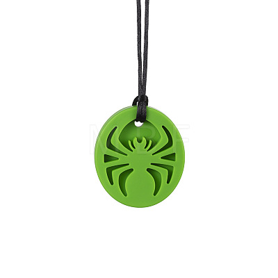 Oval with Spider Food Grade Eco-Friendly Silicone Beads PW-WGD0551-03-1