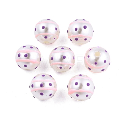 Spot Pattern Opaque ABS Plastic Imitation Pearl Enamel Beads KY-G020-02B-1