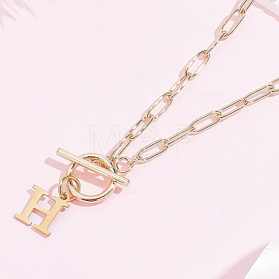 304 Stainless Steel Letter Pendant Necklaces NJEW-LP0001-52H-G-1