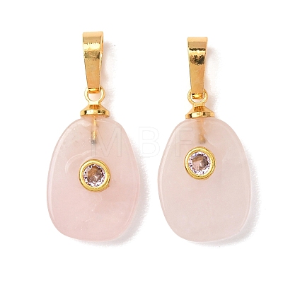 Natural Rose Quartz Pendants G-P628-02G-07-1