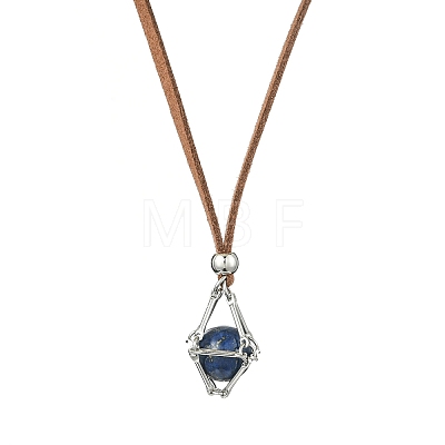 Brass Macrame Pouch Stone Holder Pendant Necklaces NJEW-JN04653-01-1
