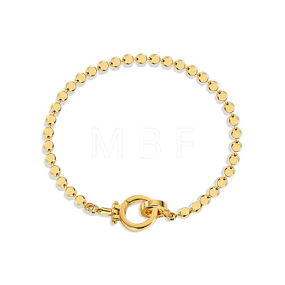 Brass Flat Round Link Chains Bracelets for Women FS-WGC8AF4-05-1