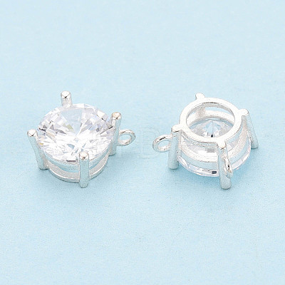 925 Sterling Silver Pave Clear Cubic Zirconia Flat Round Charms STER-T008-69S-03-1