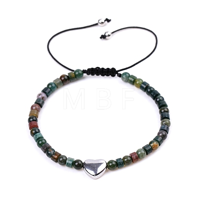 Natural Indian Agate Braided Bead Bracelets for Women PW-WGAE96F-02-1