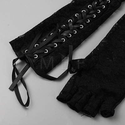 Polyester Lace Fingerless Long Gloves AJEW-WH20020-564A-1