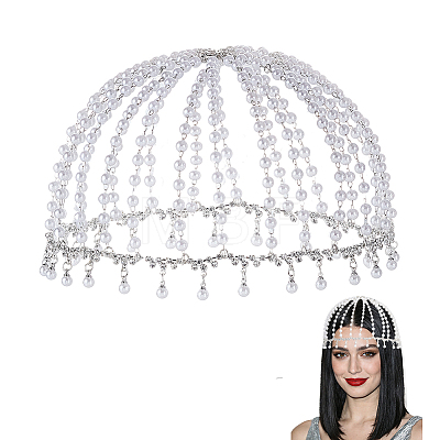 1Pc Plastic Pearl Mesh Headbands OHAR-GA0001-21-1