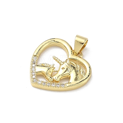 Brass Micro Pave Clear Cubic Zirconia Pendants KK-P350-08G-1