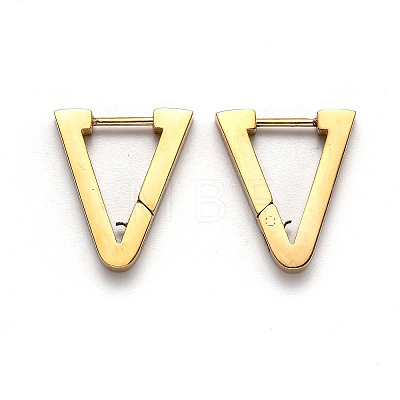 304 Stainless Steel Triangle Huggie Hoop Earrings STAS-J033-02D-G-1