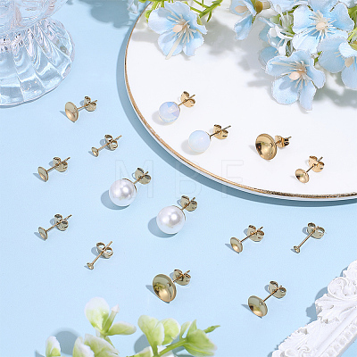 48Pcs 6 Styles Brass Stud Earring Findings STAS-BBC0011-01-1