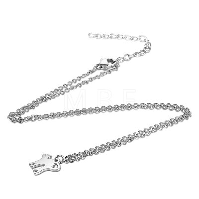 201 Stainless Steel Kitten Pendants Necklaces NJEW-S063-TN465-1-1