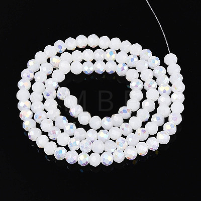 AB Color Plated Opaque Glass Rondelle Beads Strands EGLA-T029-4mm-09B-1