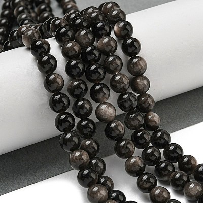 Natural Silver Obsidian Beads Strands X-G-S150-20A-8mm-1