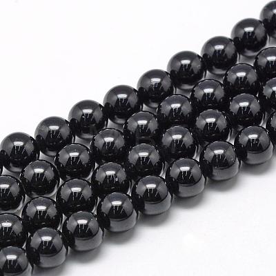 Natural Black Tourmaline Beads Strands G-R446-10mm-19-1