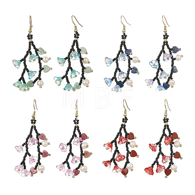 Glass Seed Bead Dangle Earrings EJEW-MZ00770-1