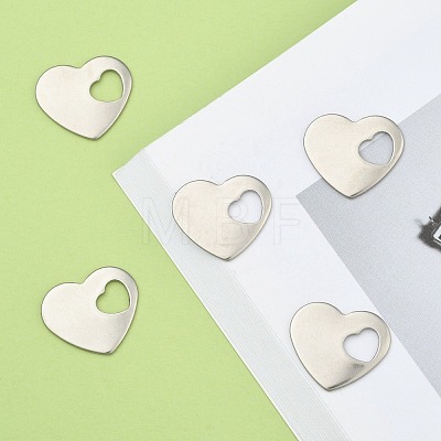 304 Stainless Steel Stamping Blank Tag Heart Charms Pendants STAS-M004-04-1