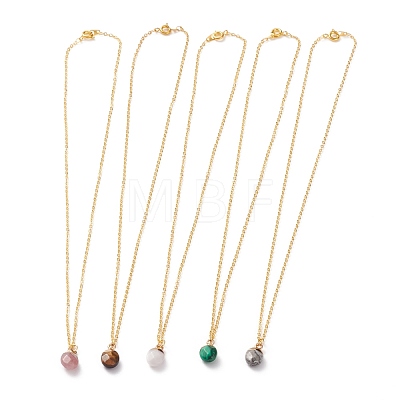 Natural & Synthetic Gemstone Pendant Necklaces NJEW-JN03228-1