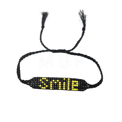 Word Smile Loom Pattern Miyuki Seed Beads Bracelets for Women BJEW-Z013-29-1