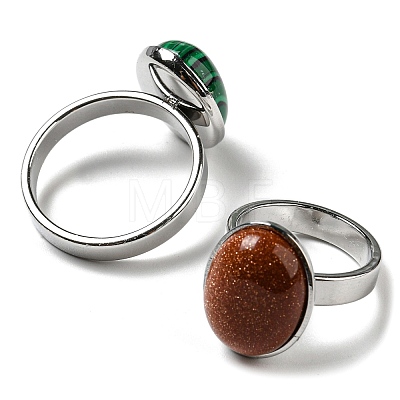 Natural Gemstone Finger Ring RJEW-C042-01-1