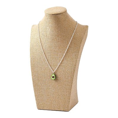 Wooden Covered with Imitation Burlap Necklace Displays NDIS-K001-B16-1