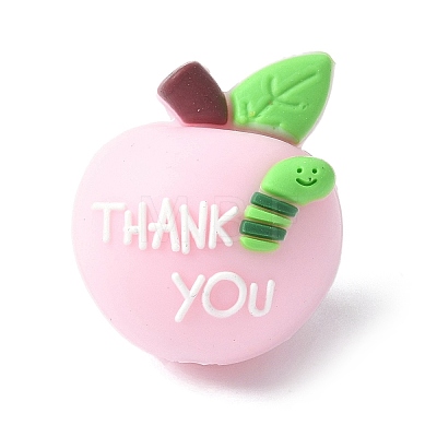 Cartoon Double Sided Apple with Word Thank you Silicone Beads SIL-V001-09B-1