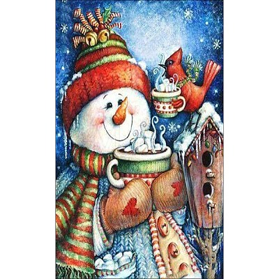 DIY Christmas Snowman Rectangle Diamond Painting Kit XMAS-PW0001-157D-1