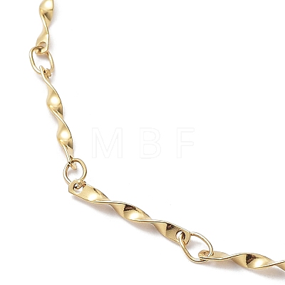 Ion Plating(IP) 304 Stainless Steel Twist Bar Link Chain Necklaces NJEW-K249-14G-1