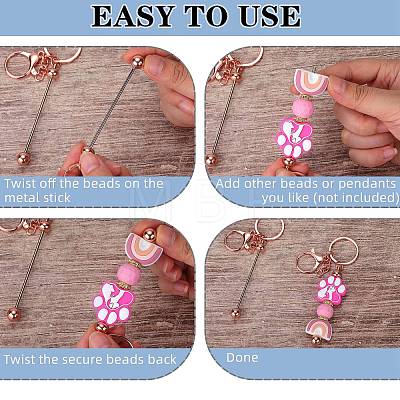 16Pcs Alloy Bar Beadable Keychain for Jewelry Making DIY Crafts KEYC-SZ0001-16RG-1