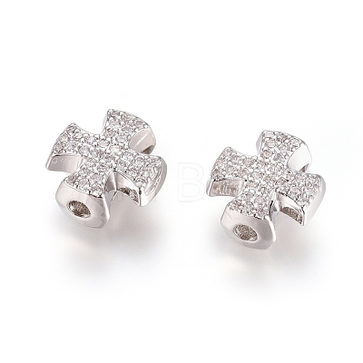 Brass Micro Pave Cubic Zirconia Slide Charms ZIRC-G166-38-1
