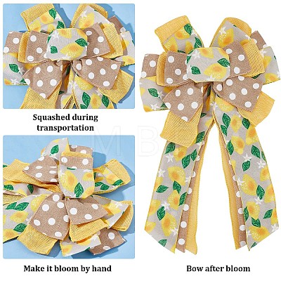 Lemon & Polka Dot Pattern Polyester Bowknot DIY-WH0387-78-1