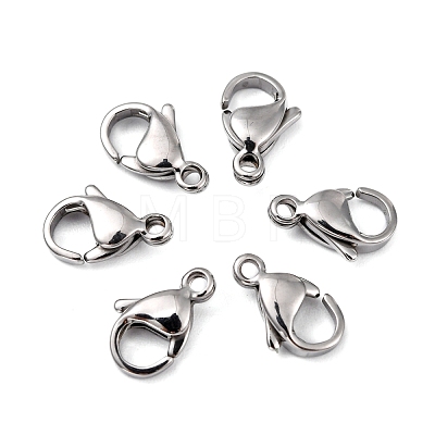 Polished 316 Surgical Stainless Steel Lobster Claw Clasps STAS-R072-12A-1