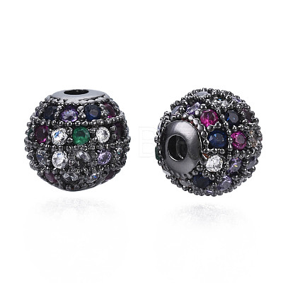 Rack Plating Brass Cubic Zirconia Beads ZIRC-S001-8mm-C04-1