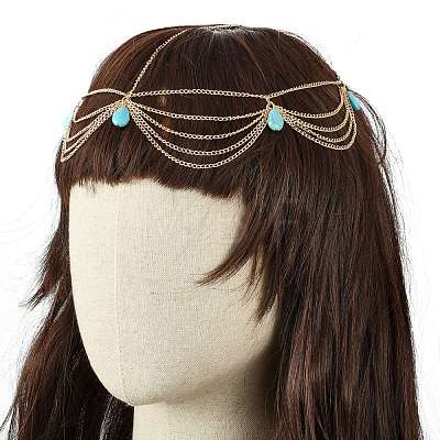 Women's Fashion Metal Head Chain Headband OHAR-R150-03-1