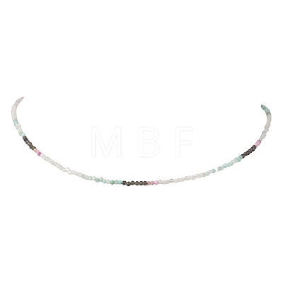 2MM Natural & Synthetic Mixed Gemstone Gradient Color Faceted Round Beaded Necklaces for Women NJEW-JN05865-02-1